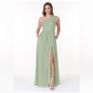 Azazie Demi Bridesmaid Dress- Dusty Sage- Size A8